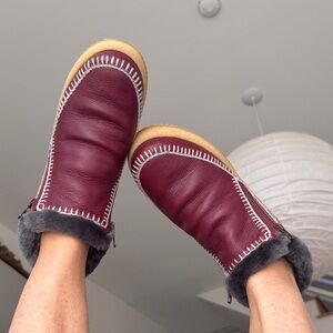 Nordstrom New laidback London Setsu Burgundy crochet Shearling Cozy ❤️🌈